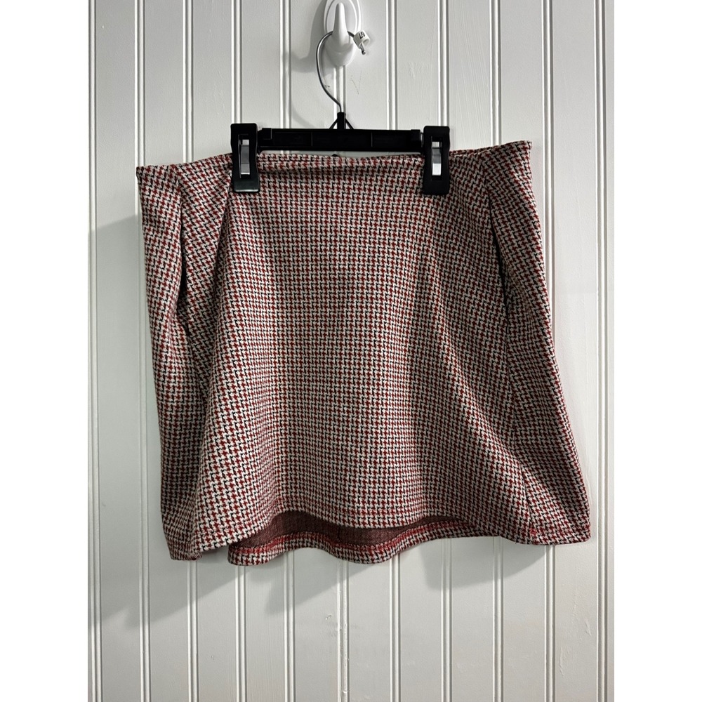 Originality Red Black Houndstooth Mini Skirt Womens Large Made in USA Preppy
